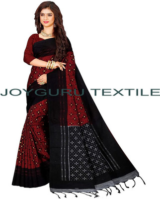 Joyguru Textile Printed Sambalpuri Cotton Blend Saree(Red)