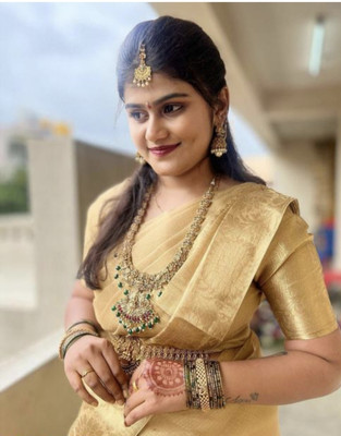 sarees Woven Banarasi Tissue Saree(Gold)