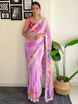 Divastri Embellished Bollywood Georgette Saree(Purple)