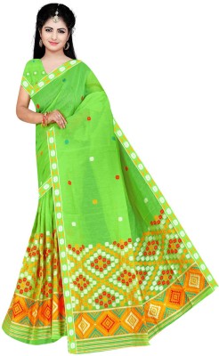 Navya Silk Mills Woven Mekhela Chador Cotton Blend Saree(Green)