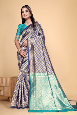 DDRS Fashion Self Design Bollywood Jacquard Saree(Blue)