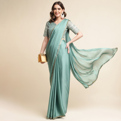 Tasrika Solid/Plain Bollywood Satin Saree(Light Green)