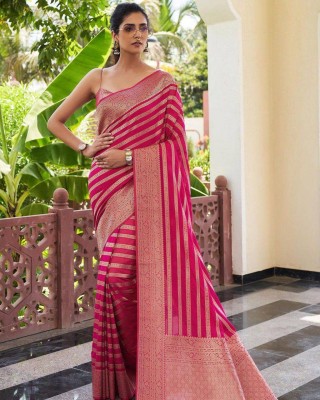 ZILVIRA Printed Kanjivaram Jacquard, Art Silk Saree(Pink)