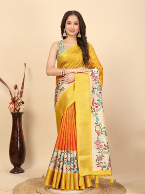 HouseOfCommon Printed Daily Wear Art Silk Saree(Multicolor)