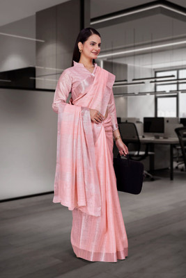 Feminista Self Design, Woven Daily Wear Cotton Silk Saree(Pink)