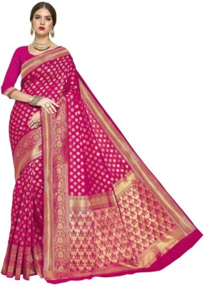 mahakay Woven Kanjivaram Silk Blend Saree(Pink)