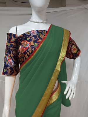 Sareez House Self Design Daily Wear Georgette Saree(Dark Green)