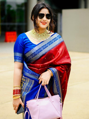 ZIMAL HANDLOOM Embroidered Sambalpuri Satin Saree(Maroon)