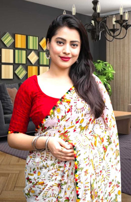SIFAH FASHION Self Design Bollywood Georgette Saree(White)