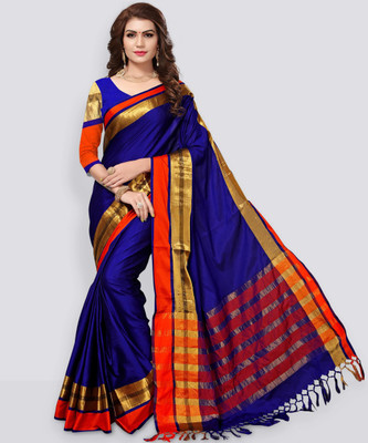 Sareemall Color Block Daily Wear Cotton Silk Saree(Multicolor)