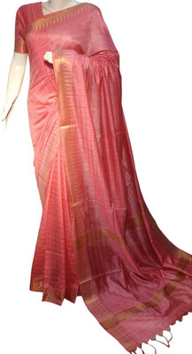 Zafreen Handloom Checkered, Woven, Self Design Bhagalpuri Cotton Silk Saree(Maroon)