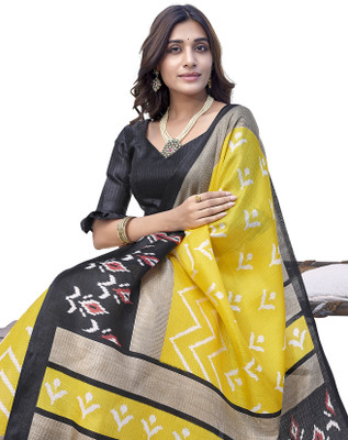 Priyashi Printed Bollywood Art Silk Saree(Yellow)