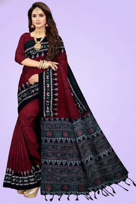 DUGGE FASHION Printed Sambalpuri Pure Cotton Saree(Multicolor)