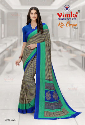 Vimla Printed Bollywood Crepe Saree(Blue)