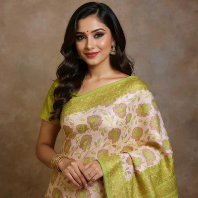 GUGAAMUDHANWHIMSYWORLD Self Design Saree with Attached Blouse Cotton Silk Saree(Multicolor)