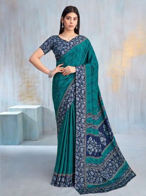 Divastri Printed Bollywood Crepe Saree(Green)