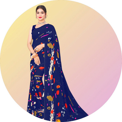 Panchvati NX Printed Daily Wear Georgette Saree(Dark Blue)