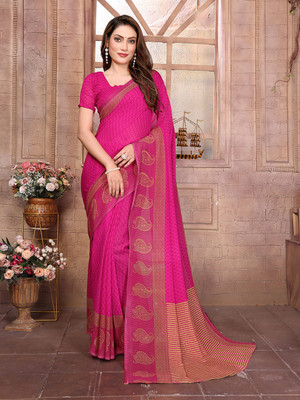 Moda Rapido Printed, Self Design, Floral Print Daily Wear Georgette Saree(Pink)