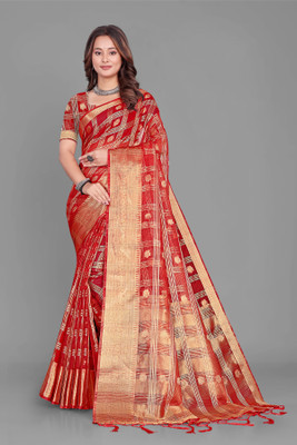 Aarunika SBT Printed Bollywood Organza Saree(Red)