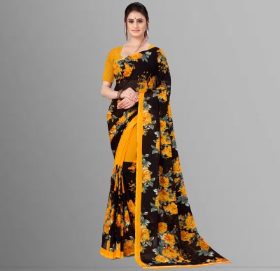 kashvi sarees Printed Daily Wear Georgette Saree(Yellow)