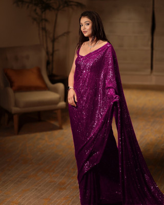 balaji textiles Embellished Bollywood Georgette Saree(Purple)