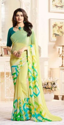 MEETVIN COUTURE Printed Bollywood Georgette, Chiffon Saree(Yellow)