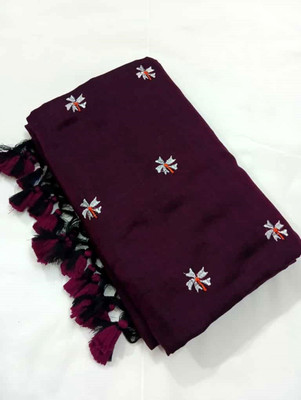 GulabiSaheba Embroidered Handloom Khadi Saree(Maroon)