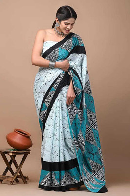 Tanishka Handicrafts Printed Daily Wear Cotton Blend Saree(Light Green)