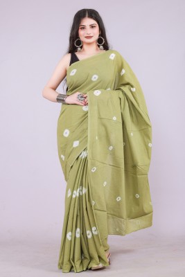 Nivanya Hub Printed Daily Wear Pure Cotton Saree(Light Green)