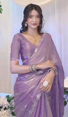 PRISHA Self Design Bollywood Organza Saree(Purple)