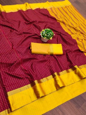 ASHTA Printed Maheshwari Art Silk, Pure Silk Saree(Maroon)