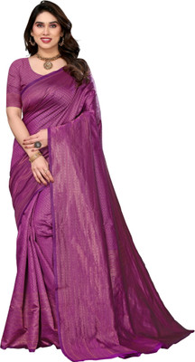 Shubh Mangalam Creation Floral Print Banarasi Jacquard Saree(Purple)
