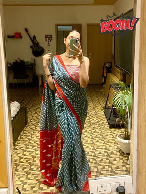 JASU CREATION Printed Ikkat Pure Cotton Saree(Multicolor)
