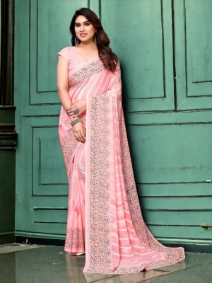 TTH Printed Daily Wear Georgette Saree(Pink)