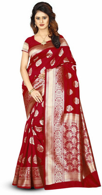 Flybird Fashion Woven Banarasi Jacquard Saree(Dark Green)
