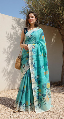 VEERACOLLECTION Digital Print Daily Wear Pure Cotton Saree(Multicolor)