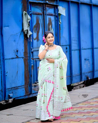 YINATZ KY GARCIA CREATION Self Design Mekhela Chador Cotton Silk Saree(Multicolor)