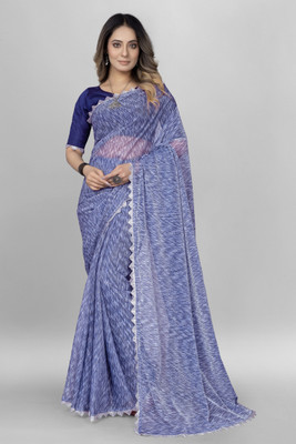 Aika Embellished Bollywood Lycra Blend Saree(Dark Blue)