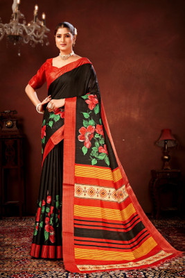 FULIYA SILK Digital Print Bollywood Tussar Silk Saree(Multicolor)