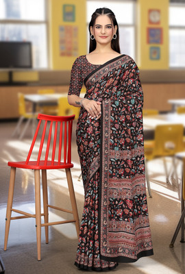 JIVI CLOTHING Digital Print Bollywood Crepe Saree(Multicolor)