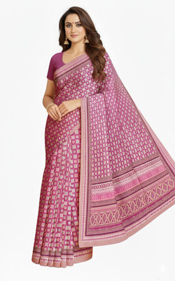 dhanjyoti Printed Chanderi Chanderi Saree(Multicolor)