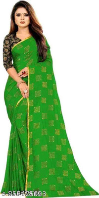HouseOfCommon Embellished Bollywood Polyester Saree(Light Green)