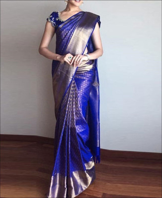 PARAMPARA CREATION Woven Kanjivaram Pure Silk Saree(Blue)
