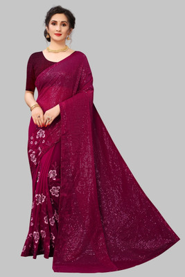 Aika Embroidered Bollywood Georgette Saree(Magenta)
