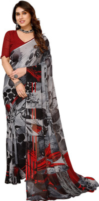 Moda Rapido Geometric Print Daily Wear Georgette Saree(Black)