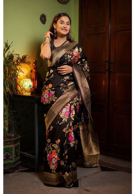 VRINDITA FASHION Solid/Plain Banarasi Art Silk Saree(Multicolor)
