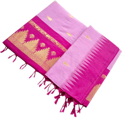sri amman sarees Woven Gadwal Cotton Blend Saree(Pink)
