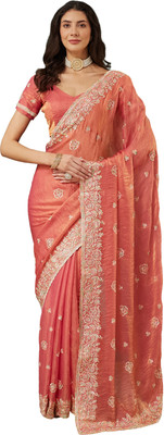 ECOLEAF Solid/Plain Bollywood Nylon, Satin Saree(Red)