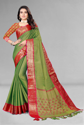 Kalpana creation Woven Mysore Cotton Silk Saree(Green)