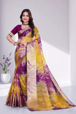 Aarunika IC Solid/Plain Bollywood Organza Saree(Magenta)
